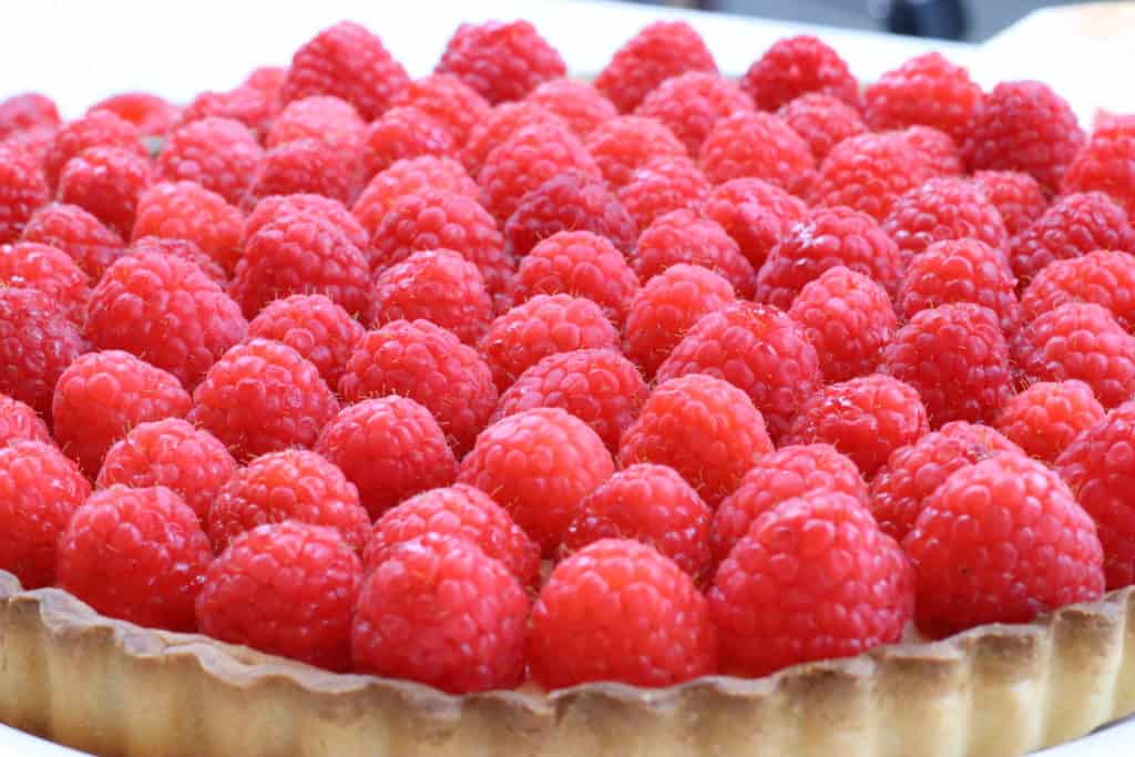 Close up of fresh raspberries.