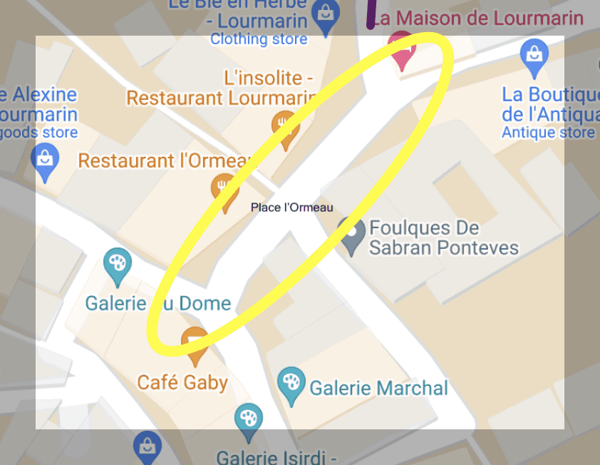 A screen shot of a map highlighting Place l'Ormeau