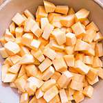 diced pumkin pieces in a bowl